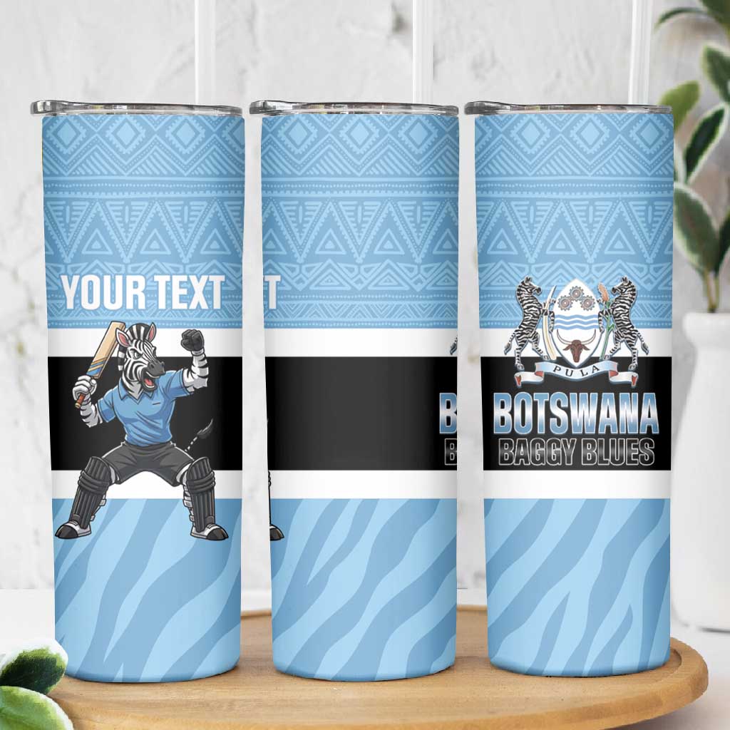 Afro Cricket Botswana Custom Skinny Tumbler Go Baggy Blues Zebra Mascot LT14