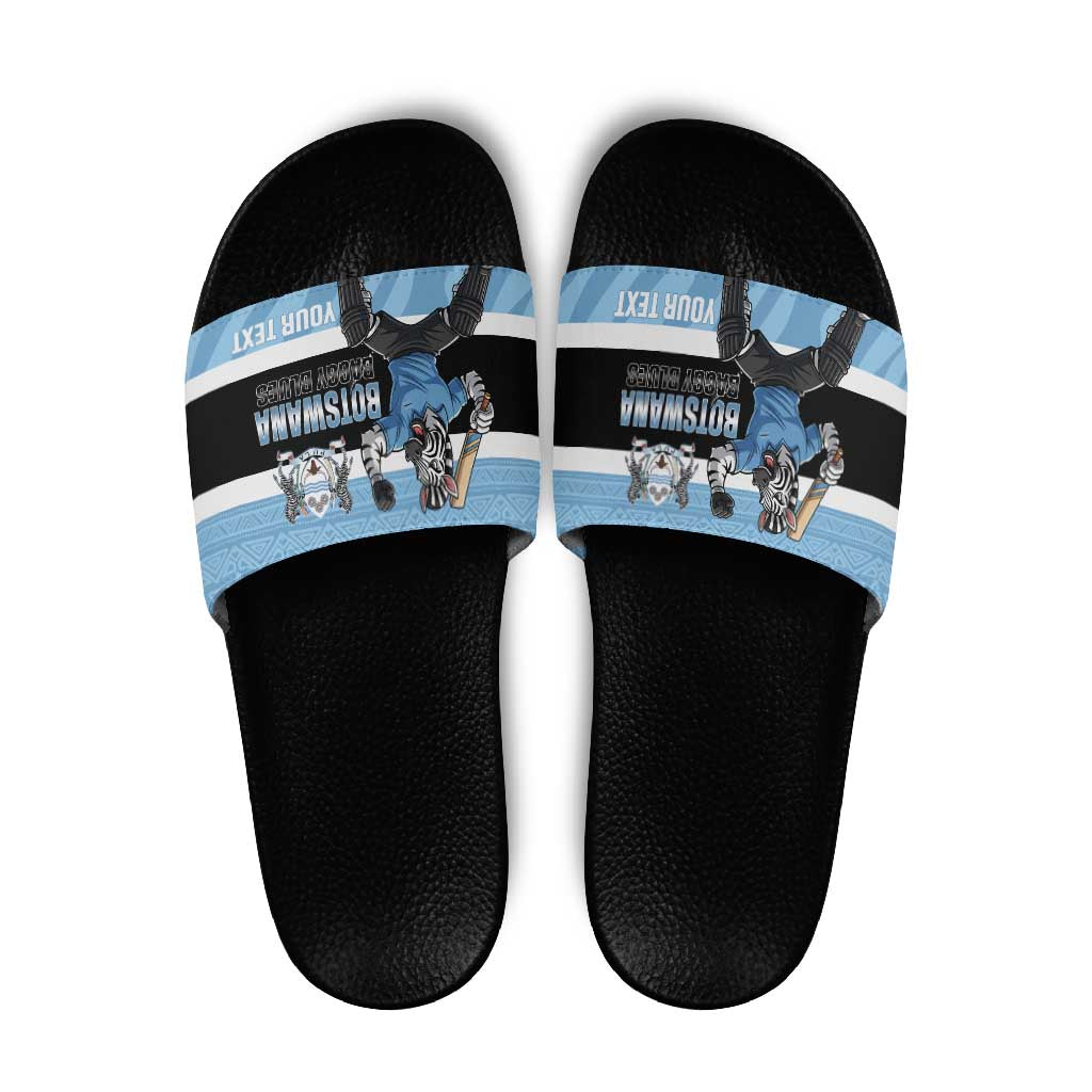 Custom Botswana Cricket Slide Sandals Go Baggy Blues Zebra Mascot LT14