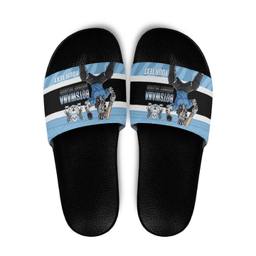 Custom Botswana Cricket Slide Sandals Go Baggy Blues Zebra Mascot LT14