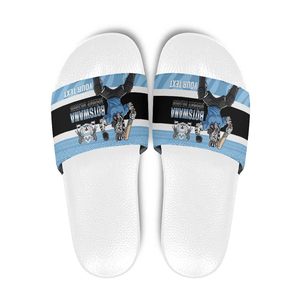 Custom Botswana Cricket Slide Sandals Go Baggy Blues Zebra Mascot LT14