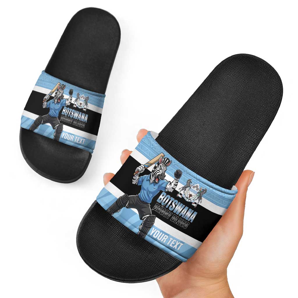 Custom Botswana Cricket Slide Sandals Go Baggy Blues Zebra Mascot LT14