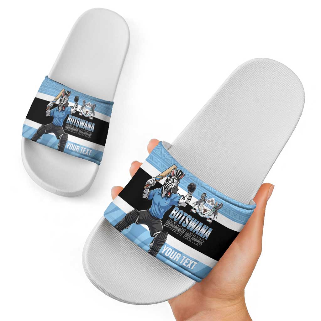 Custom Botswana Cricket Slide Sandals Go Baggy Blues Zebra Mascot LT14