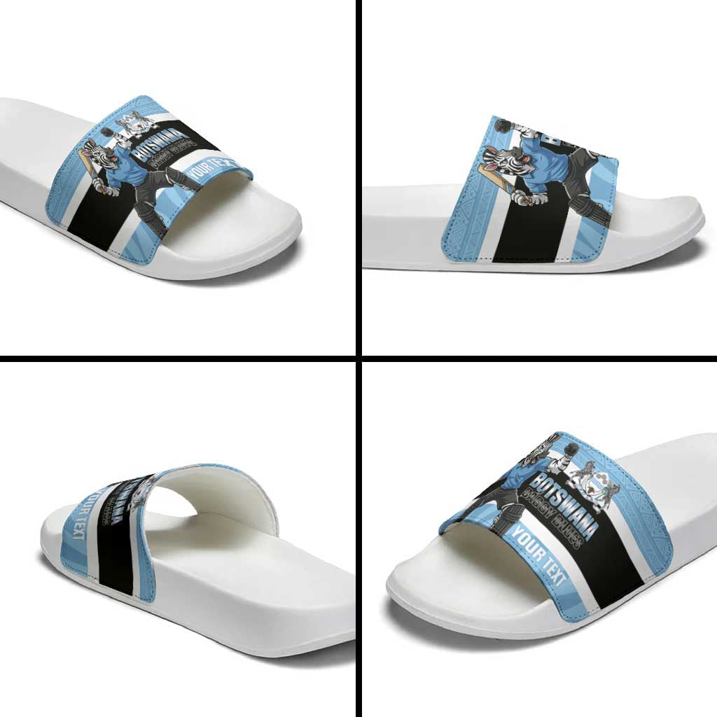 Custom Botswana Cricket Slide Sandals Go Baggy Blues Zebra Mascot LT14