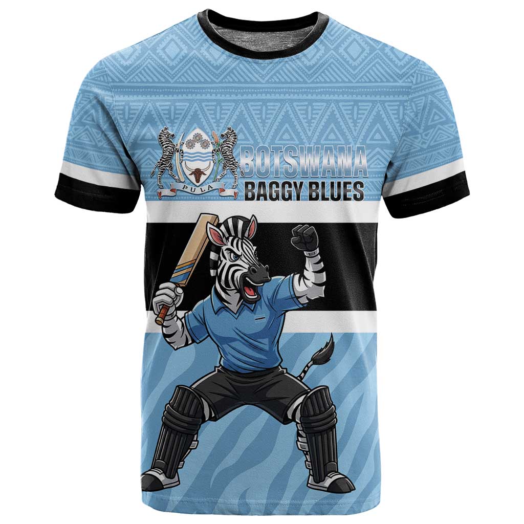 Afro Cricket Botswana Custom T shirt Go Baggy Blues Zebra Mascot LT14
