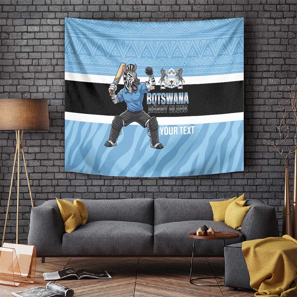 Afro Cricket Botswana Custom Tapestry Go Baggy Blues Zebra Mascot LT14