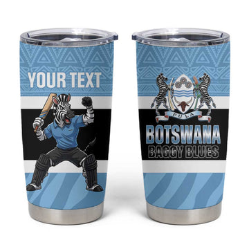 Afro Cricket Botswana Custom Tumbler Cup Go Baggy Blues Zebra Mascot LT14