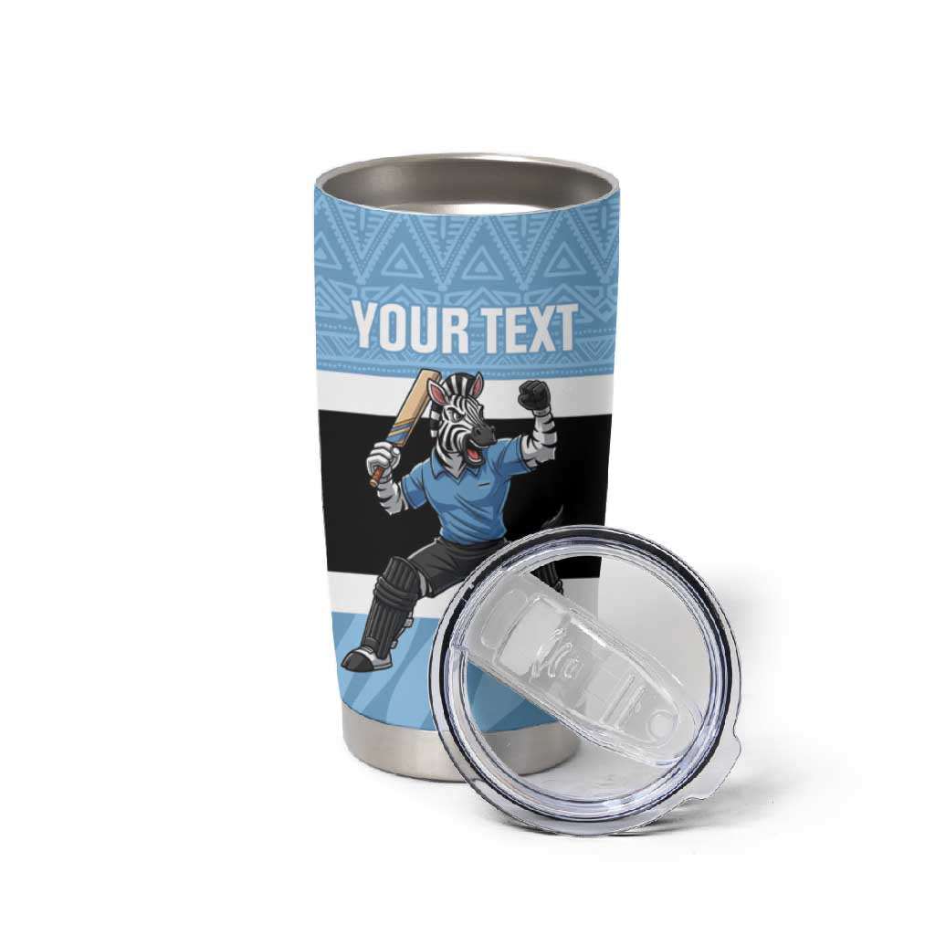 Afro Cricket Botswana Custom Tumbler Cup Go Baggy Blues Zebra Mascot LT14