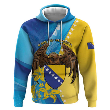 Personalised Bosnia and Herzegovina Independence Day Hoodie Lilium Bosniacum With Eagle Curve Style LT14