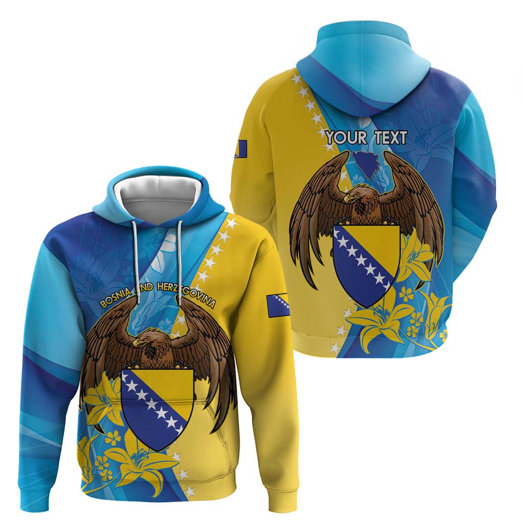Personalised Bosnia and Herzegovina Independence Day Hoodie Lilium Bosniacum With Eagle Curve Style LT14