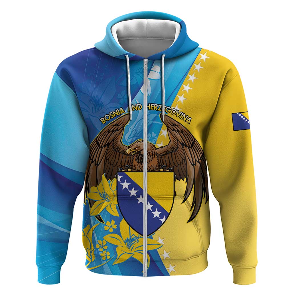 Personalised Bosnia and Herzegovina Independence Day Hoodie Lilium Bosniacum With Eagle Curve Style LT14