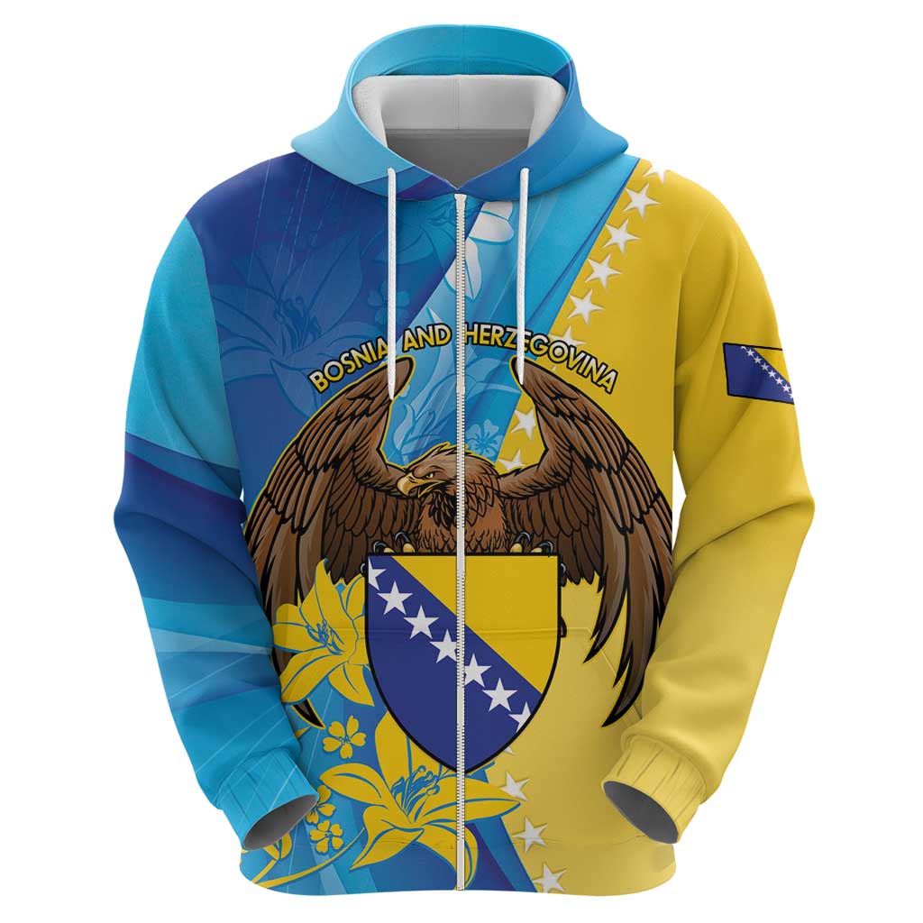 Personalised Bosnia and Herzegovina Independence Day Hoodie Lilium Bosniacum With Eagle Curve Style LT14