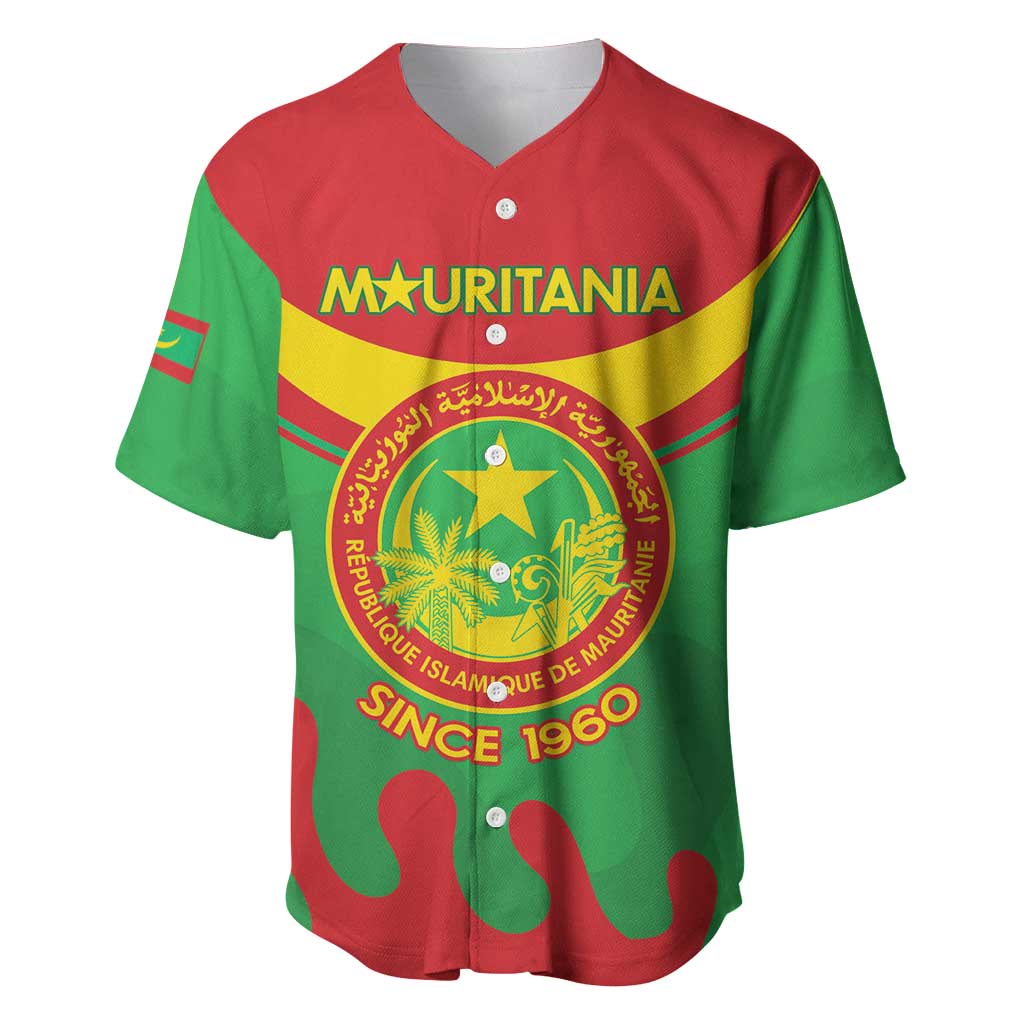 Personalized Mauritania Baseball Jersey Map Flag - Independence Day 1960 LT14