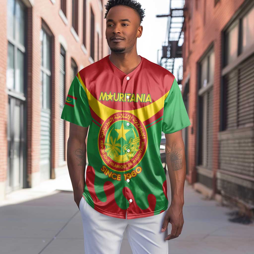 Personalized Mauritania Baseball Jersey Map Flag - Independence Day 1960 LT14