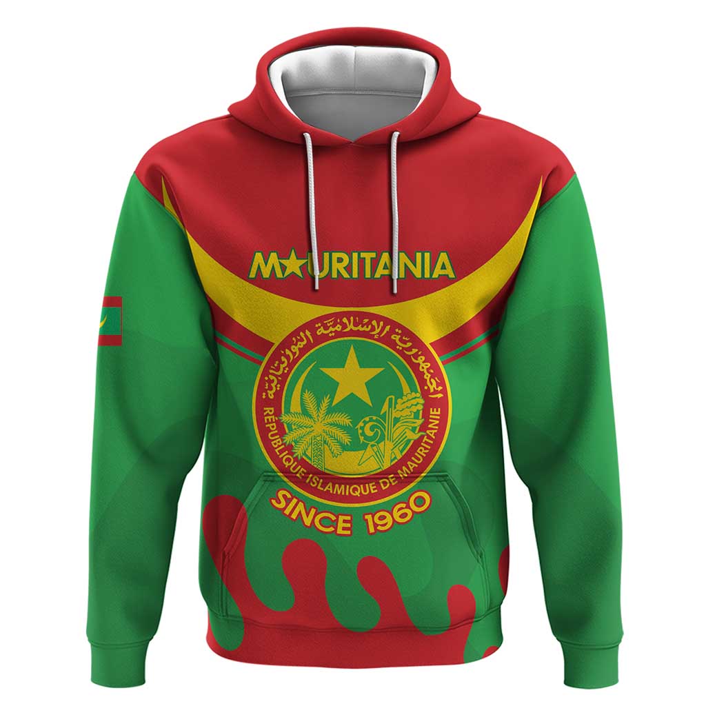 Personalised Mauritania Independence Day Hoodie Coat Of Arms With Map Flag Color LT14