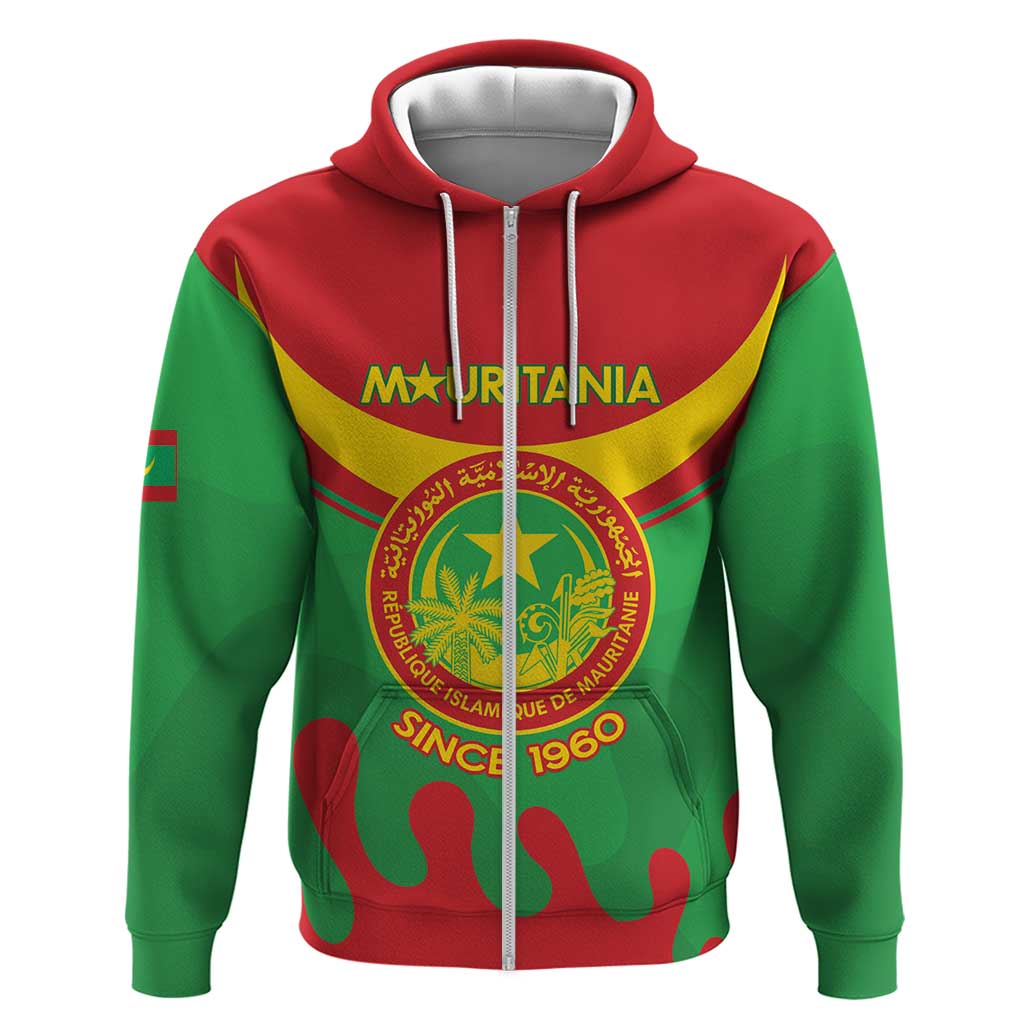 Personalised Mauritania Independence Day Hoodie Coat Of Arms With Map Flag Color LT14