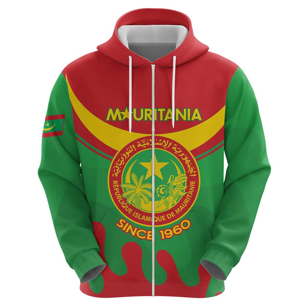 Personalised Mauritania Independence Day Hoodie Coat Of Arms With Map Flag Color LT14