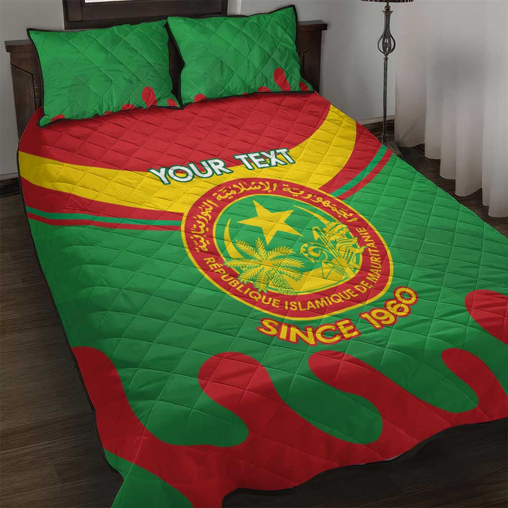 Personalized Mauritania Quilt Bed Set Map Flag - Independence Day 1960 LT14
