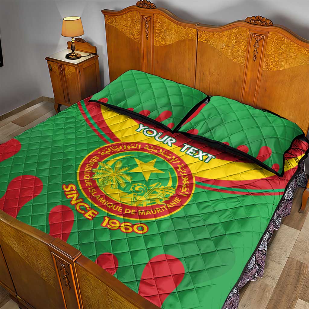 Personalized Mauritania Quilt Bed Set Map Flag - Independence Day 1960 LT14