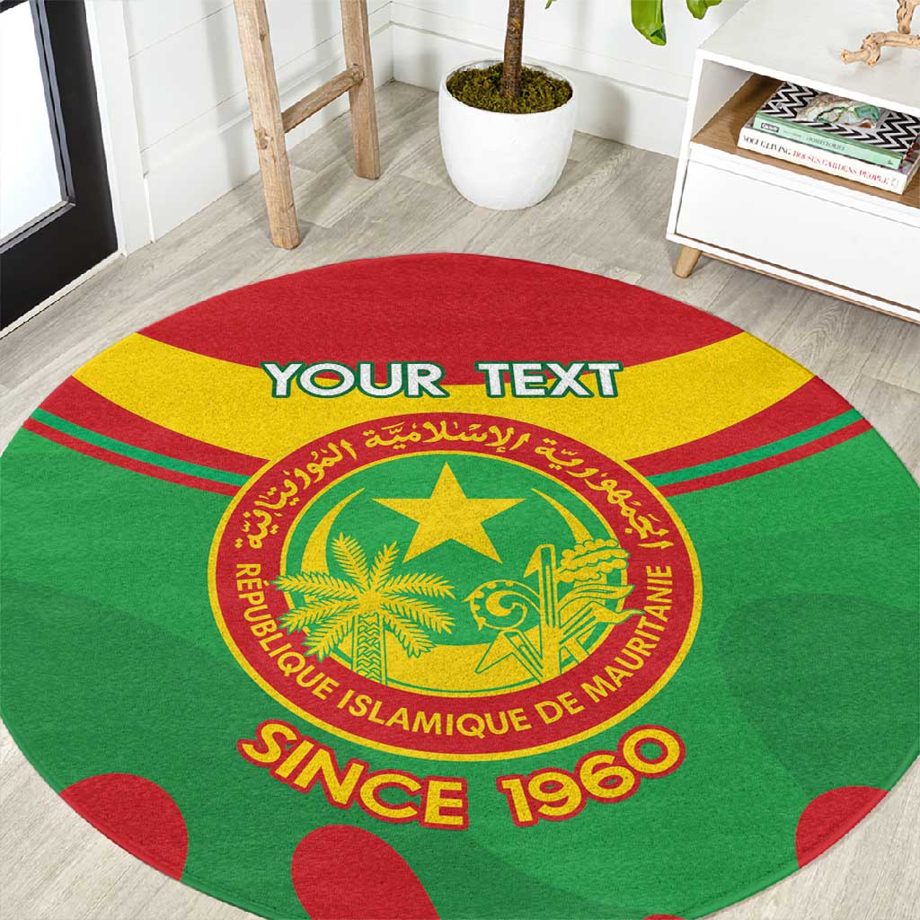 Personalized Mauritania Round Carpet Map Flag - Independence Day 1960 LT14