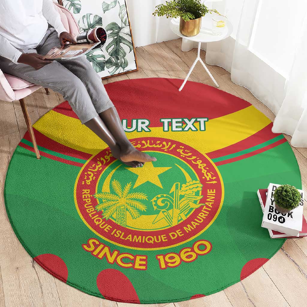 Personalized Mauritania Round Carpet Map Flag - Independence Day 1960 LT14
