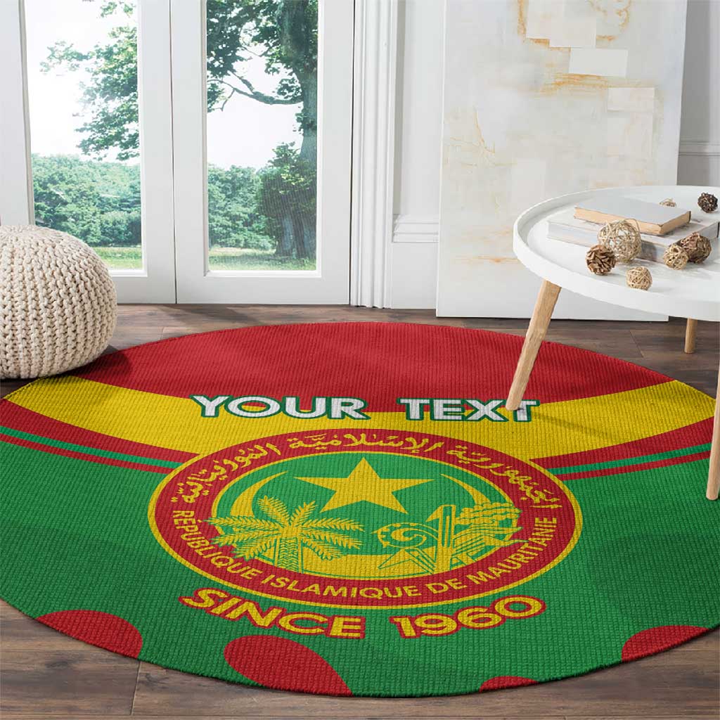 Personalized Mauritania Round Carpet Map Flag - Independence Day 1960 LT14