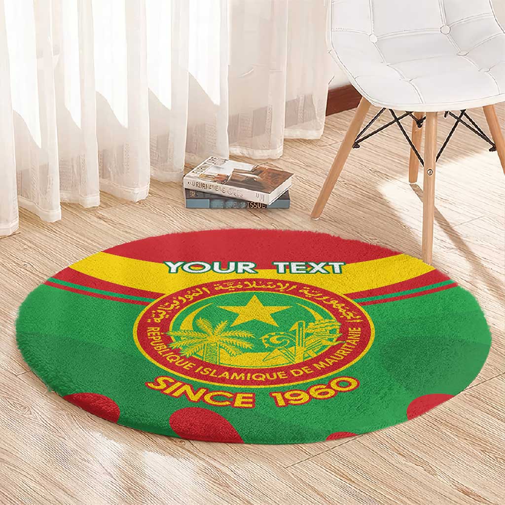 Personalized Mauritania Round Carpet Map Flag - Independence Day 1960 LT14
