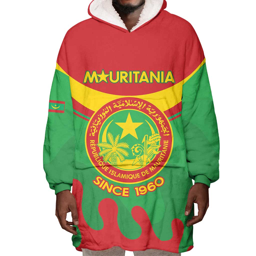 Personalized Mauritania Wearable Blanket Hoodie Map Flag - Independence Day 1960 LT14