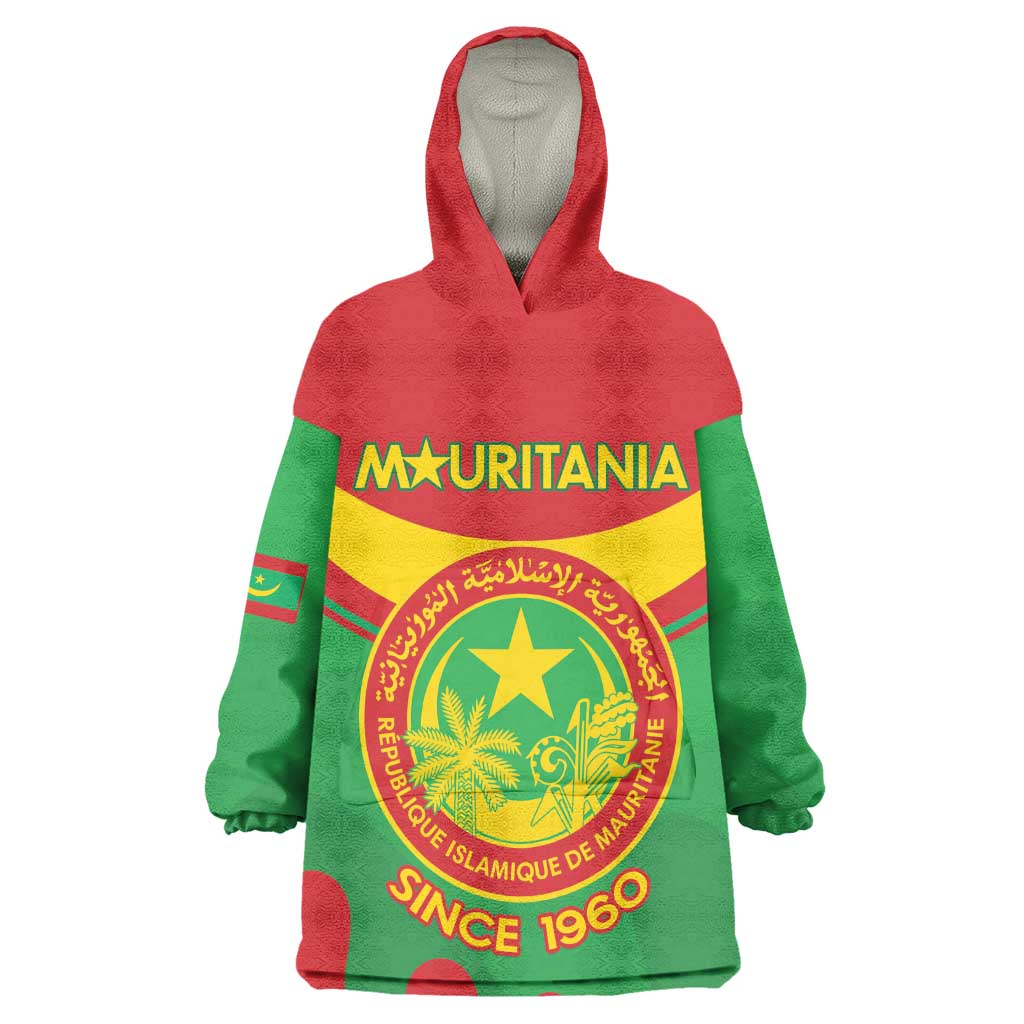 Personalized Mauritania Wearable Blanket Hoodie Map Flag - Independence Day 1960 LT14