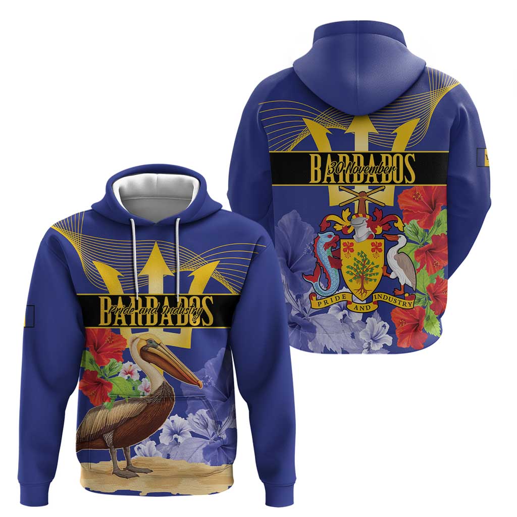 Barbados Independence Day Hoodie 30 November Brown Pelican With Trident LT14
