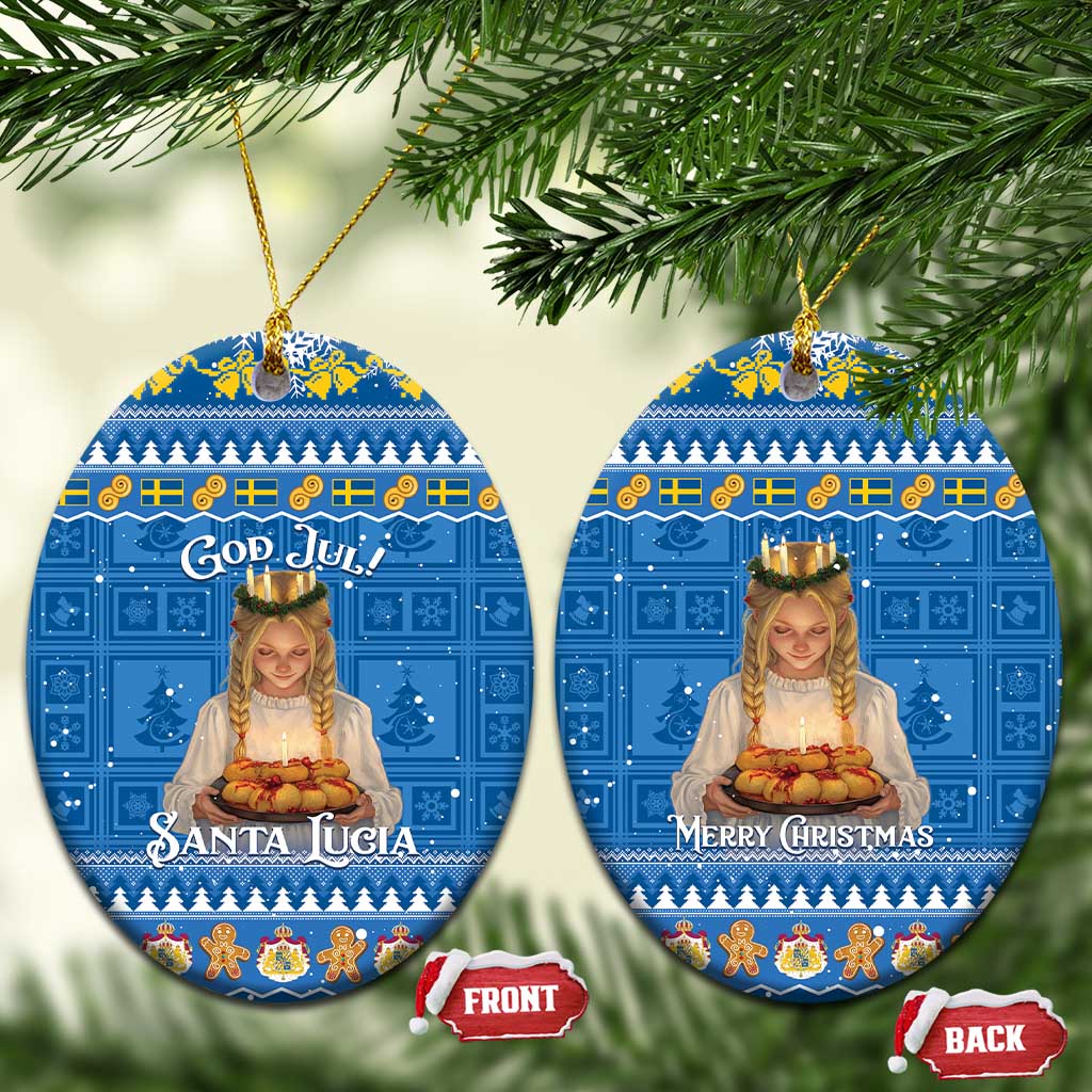 Sweden Christmas Ceramic Ornament God Jul! Santa Lucia LT14