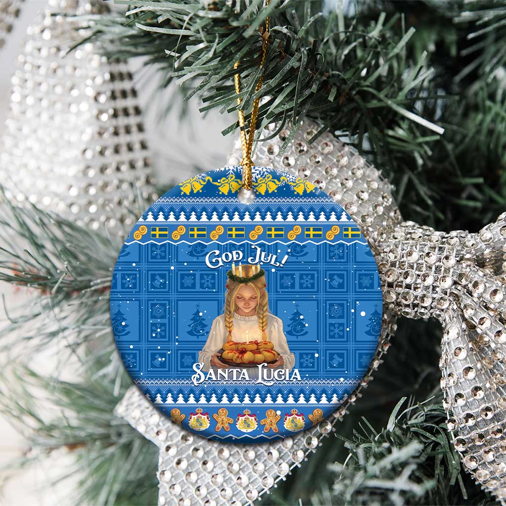Sweden Christmas Ceramic Ornament God Jul! Santa Lucia LT14