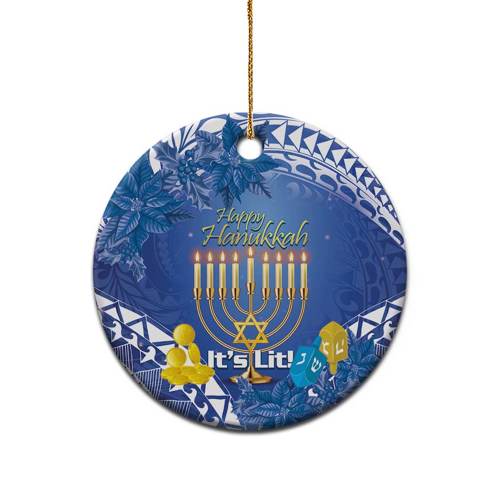 Hanukkah Jewish Festival Ceramic Ornament It's Lit - Polynesian Pattern LT14