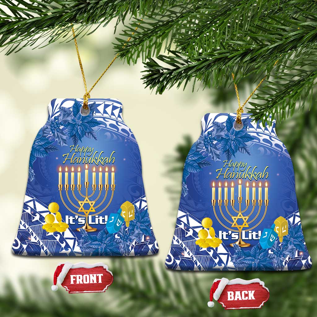 Hanukkah Jewish Festival Ceramic Ornament It's Lit - Polynesian Pattern LT14