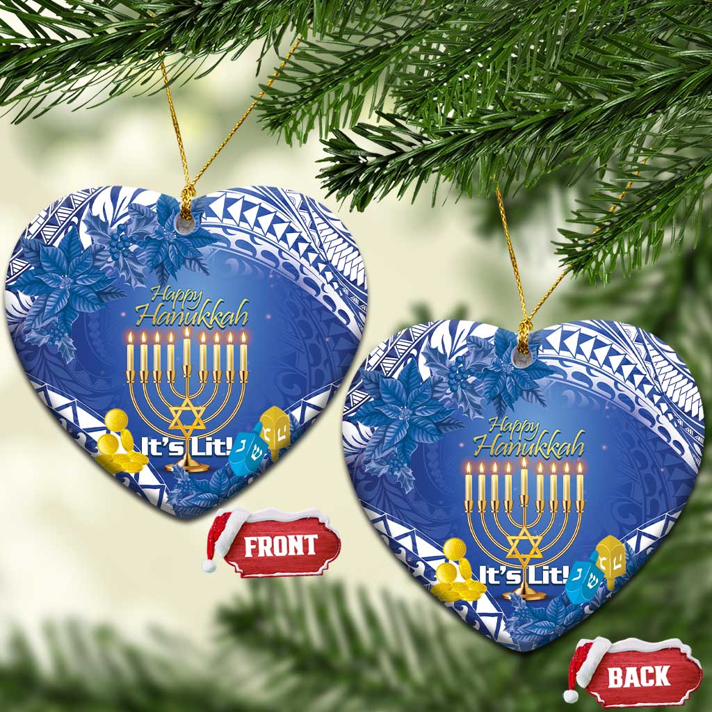 Hanukkah Jewish Festival Ceramic Ornament It's Lit - Polynesian Pattern LT14