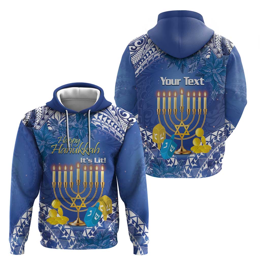 Personalised Hanukkah Jewish Festival Hoodie It's Lit - Polynesian Pattern LT14