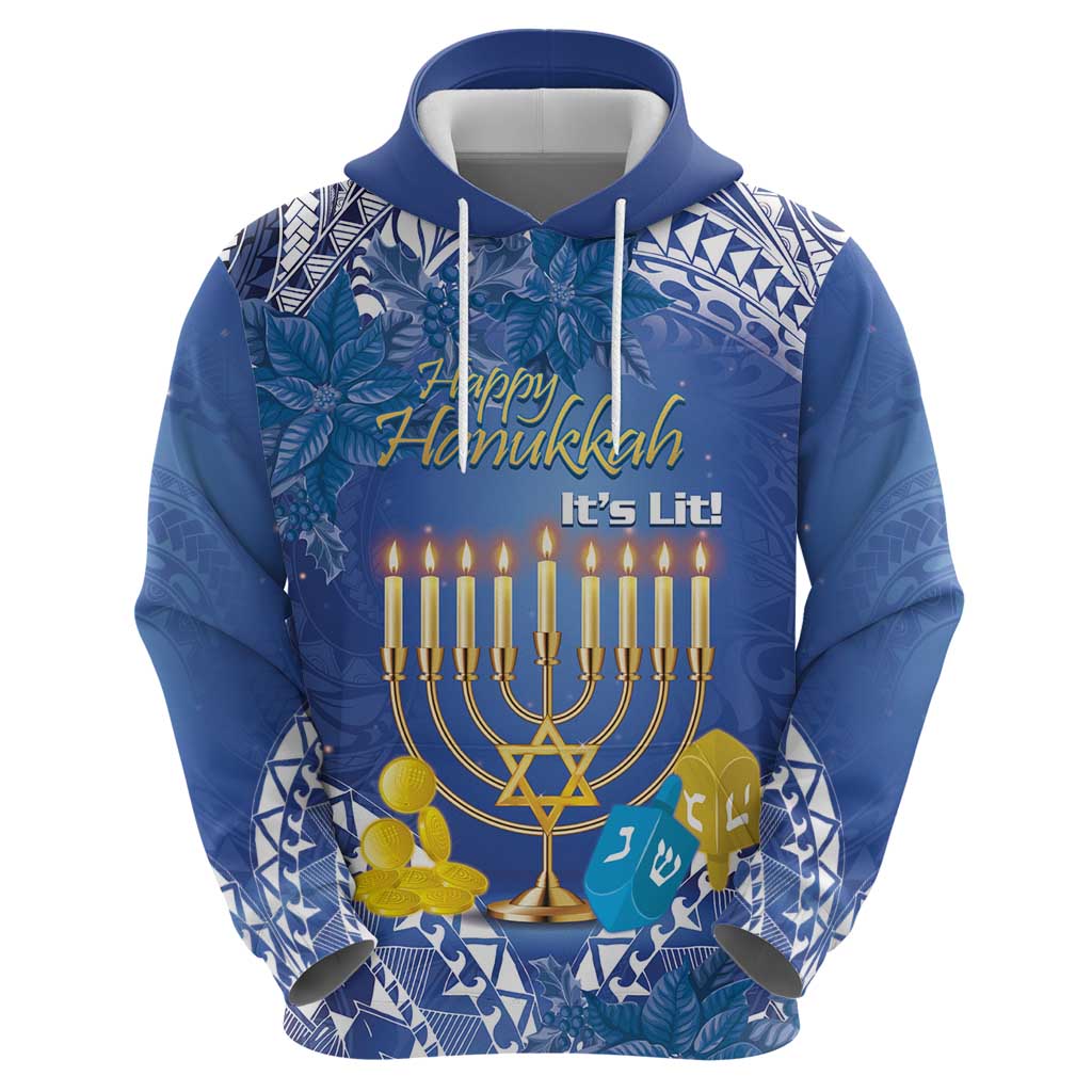 Personalised Hanukkah Jewish Festival Hoodie It's Lit - Polynesian Pattern LT14