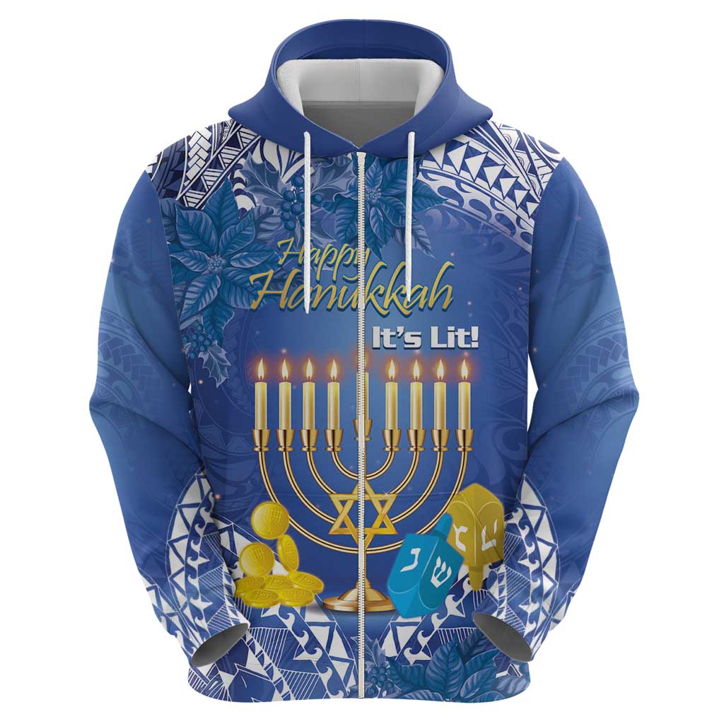 Personalised Hanukkah Jewish Festival Hoodie It's Lit - Polynesian Pattern LT14