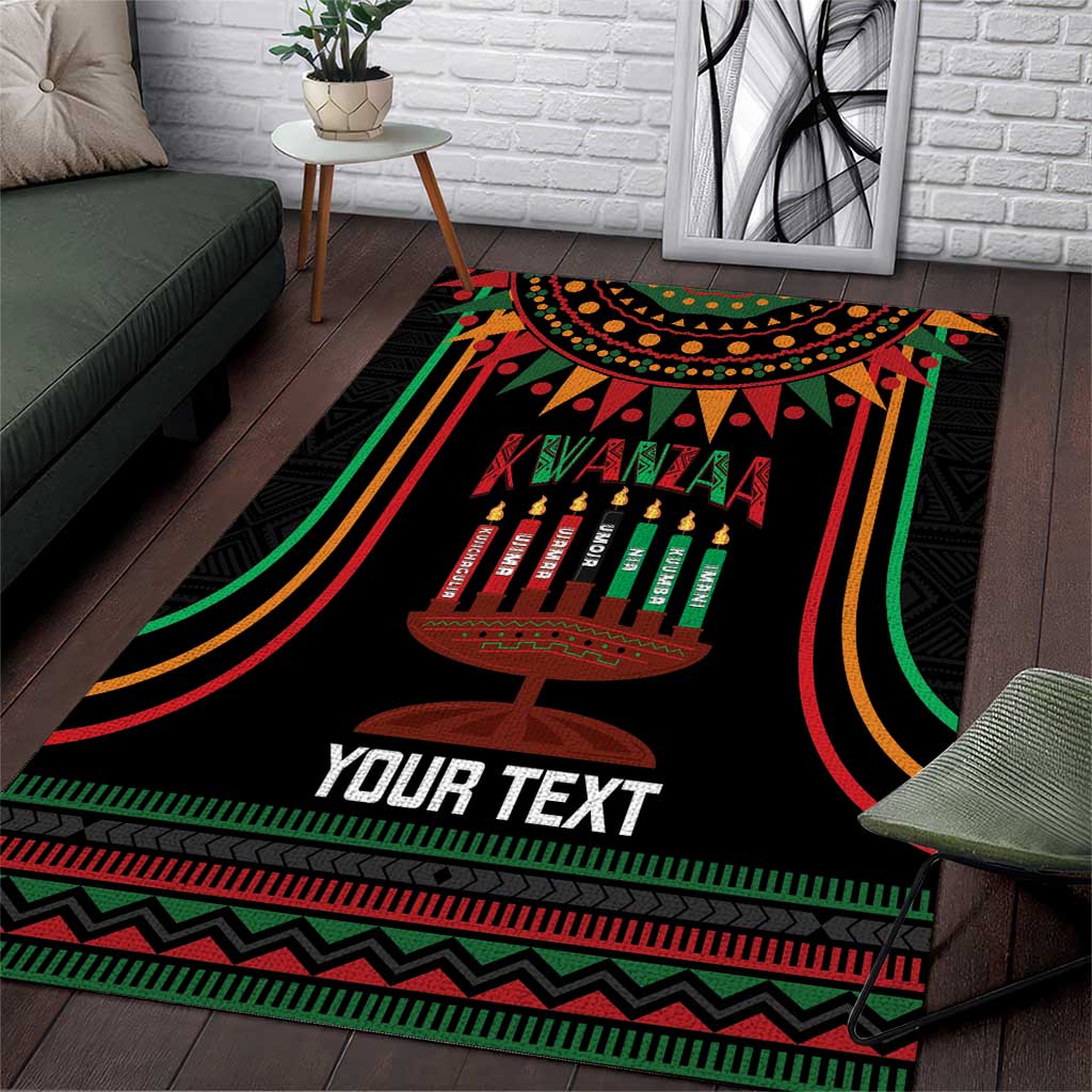 Personalized Afro-American Kwanzaa Area Rug Kinara Candles African Pattern LT14