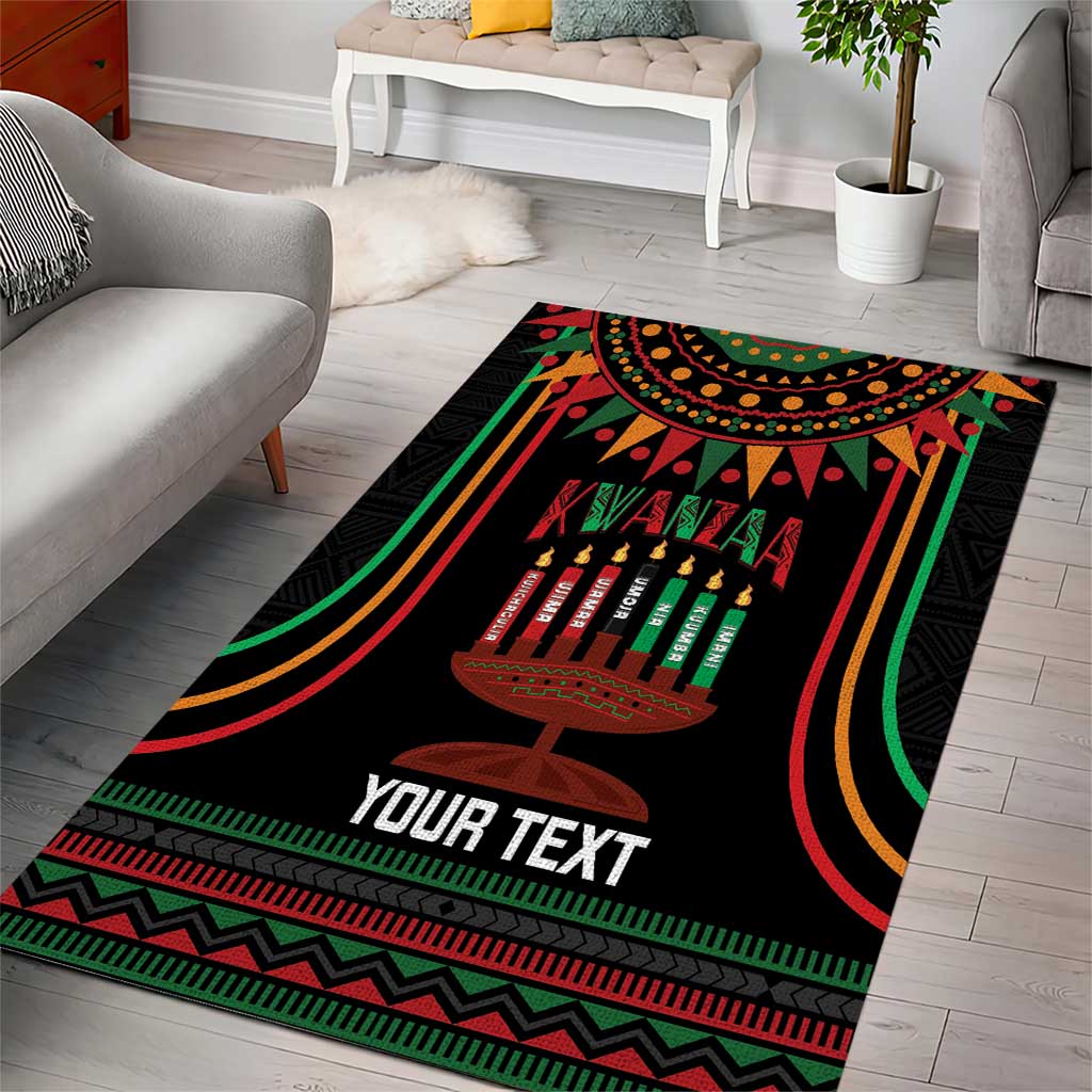 Personalized Afro-American Kwanzaa Area Rug Kinara Candles African Pattern LT14