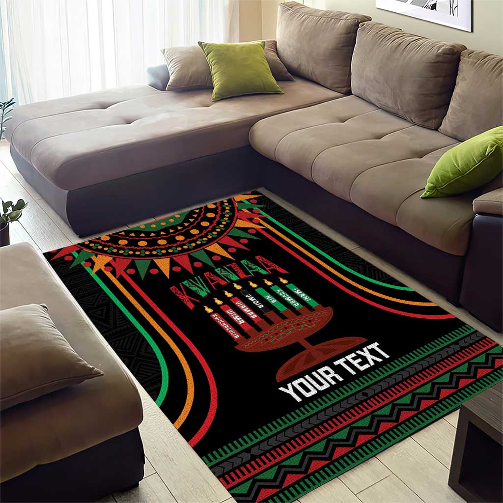 Personalized Afro-American Kwanzaa Area Rug Kinara Candles African Pattern LT14