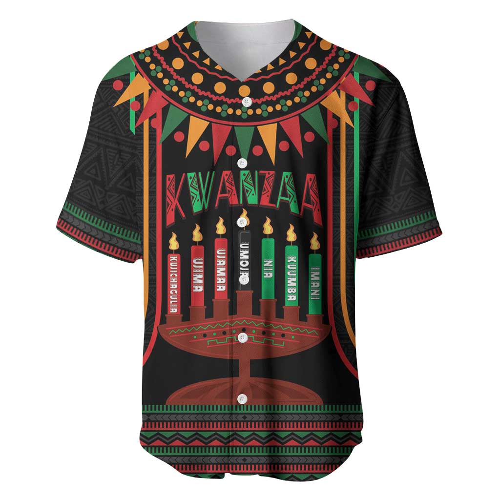 Personalized Afro-American Kwanzaa Baseball Jersey Kinara Candles African Pattern LT14