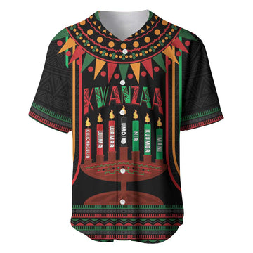 Personalized Afro-American Kwanzaa Baseball Jersey Kinara Candles African Pattern LT14