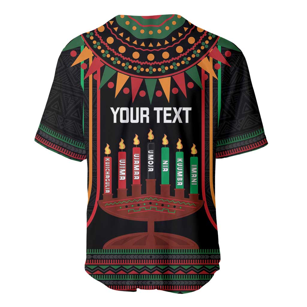 Personalized Afro-American Kwanzaa Baseball Jersey Kinara Candles African Pattern LT14