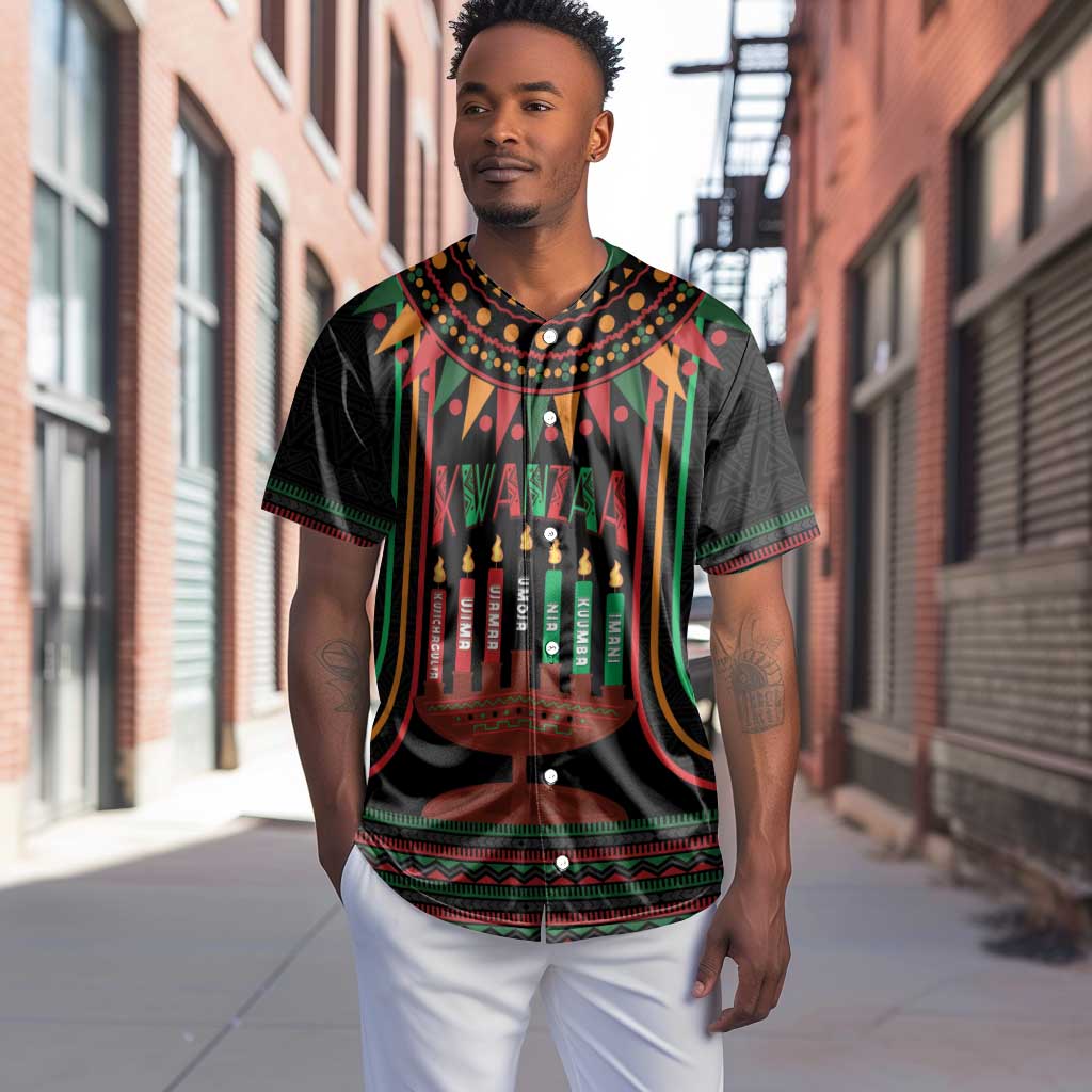 Personalized Afro-American Kwanzaa Baseball Jersey Kinara Candles African Pattern LT14