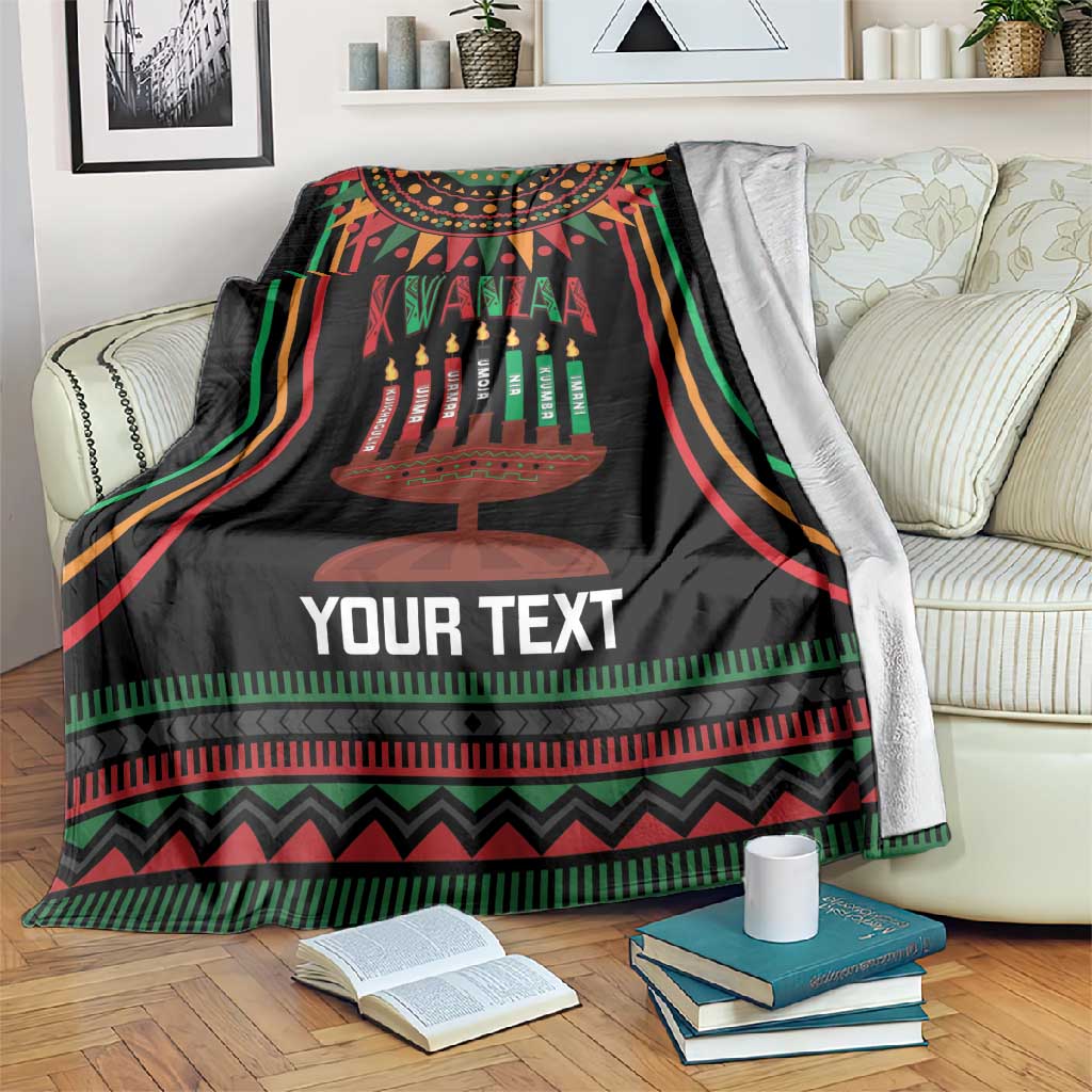 Personalized Afro-American Kwanzaa Blanket Kinara Candles African Pattern LT14