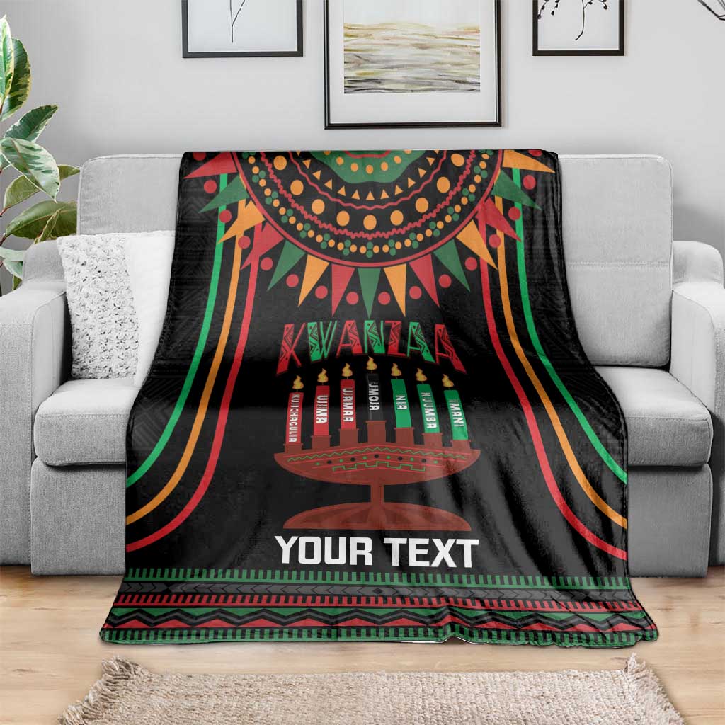 Personalized Afro-American Kwanzaa Blanket Kinara Candles African Pattern LT14