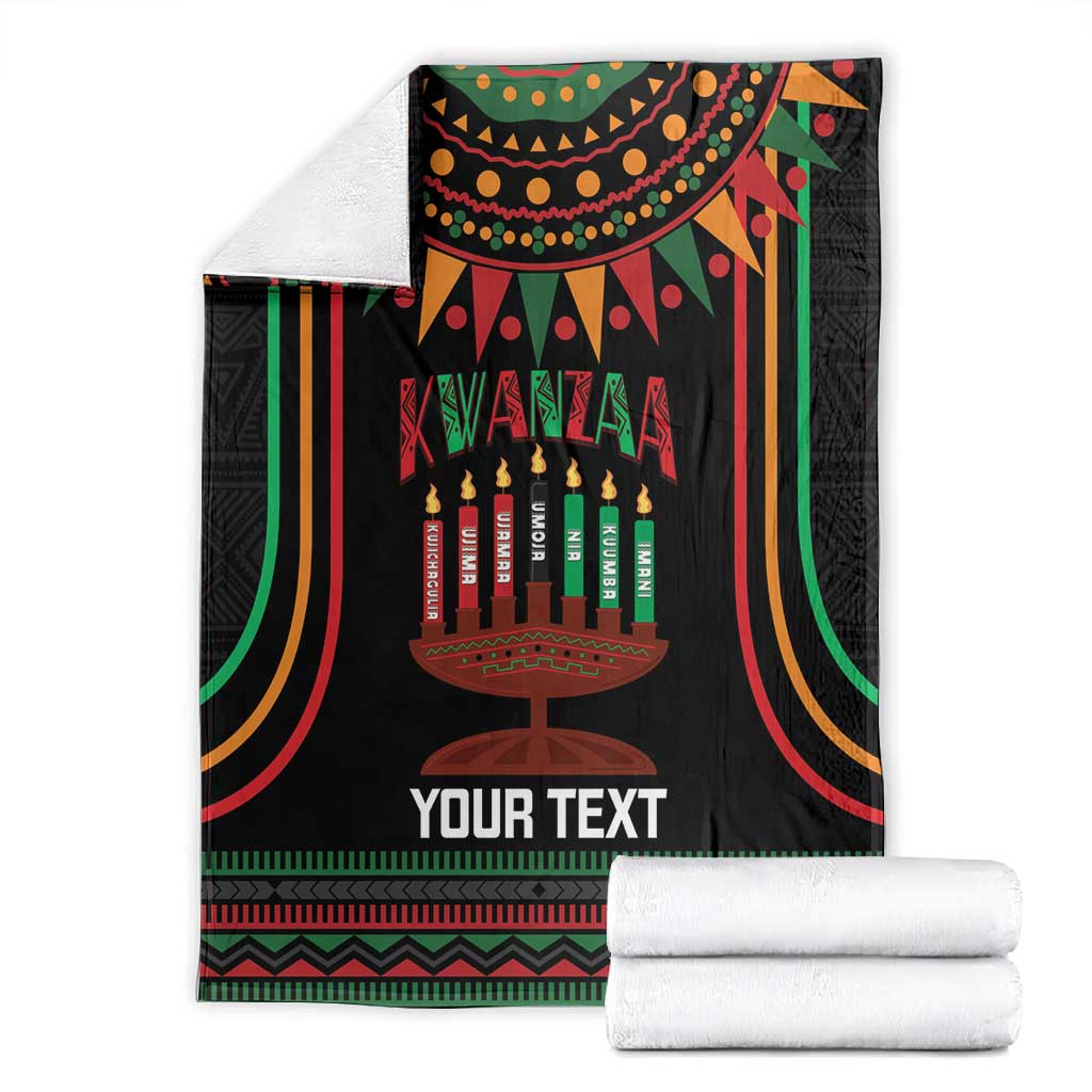 Personalized Afro-American Kwanzaa Blanket Kinara Candles African Pattern LT14