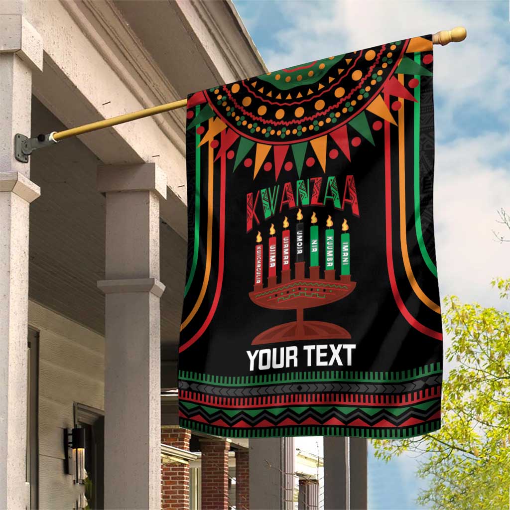 Personalized Afro-American Kwanzaa Garden Flag Kinara Candles African Pattern LT14