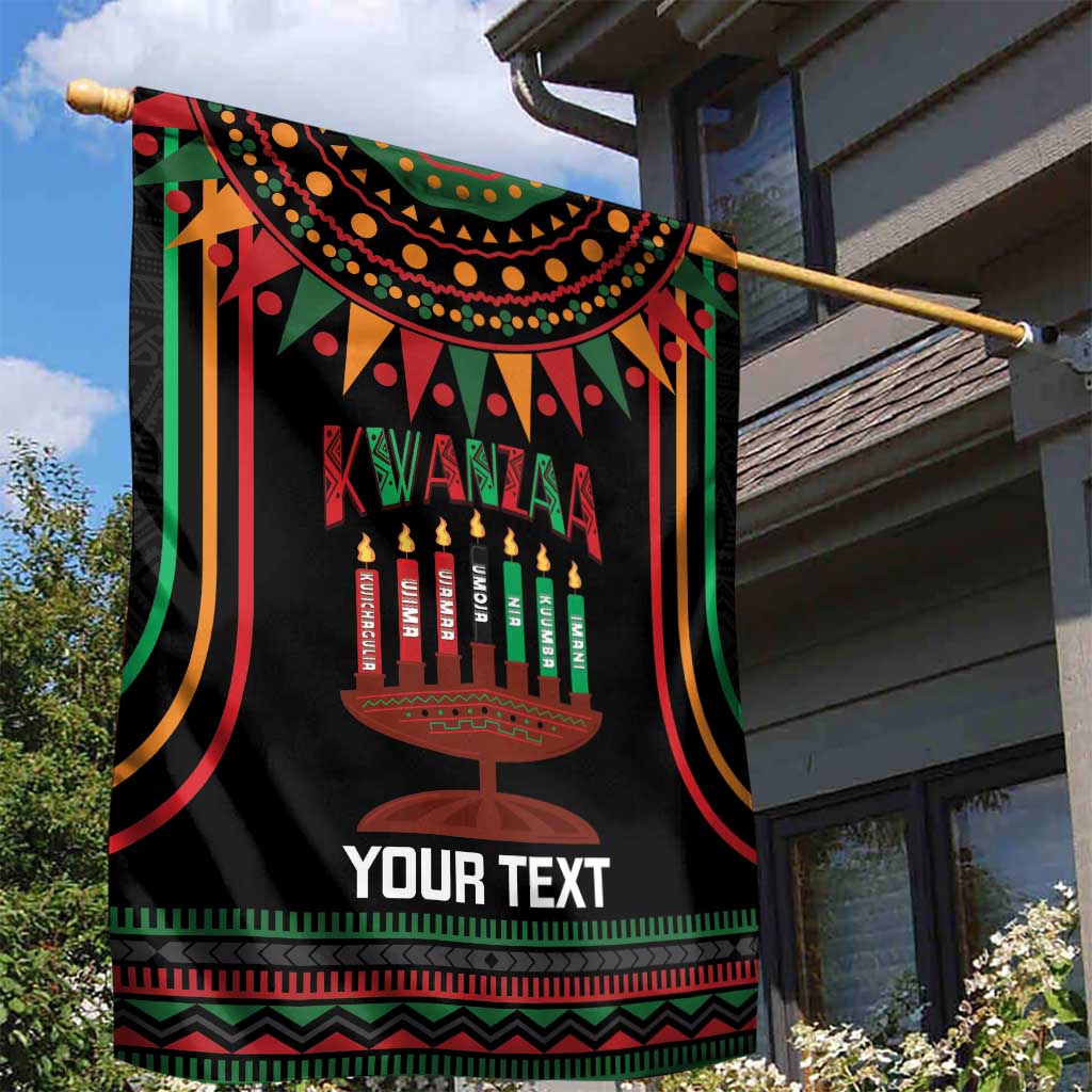 Personalized Afro-American Kwanzaa Garden Flag Kinara Candles African Pattern LT14