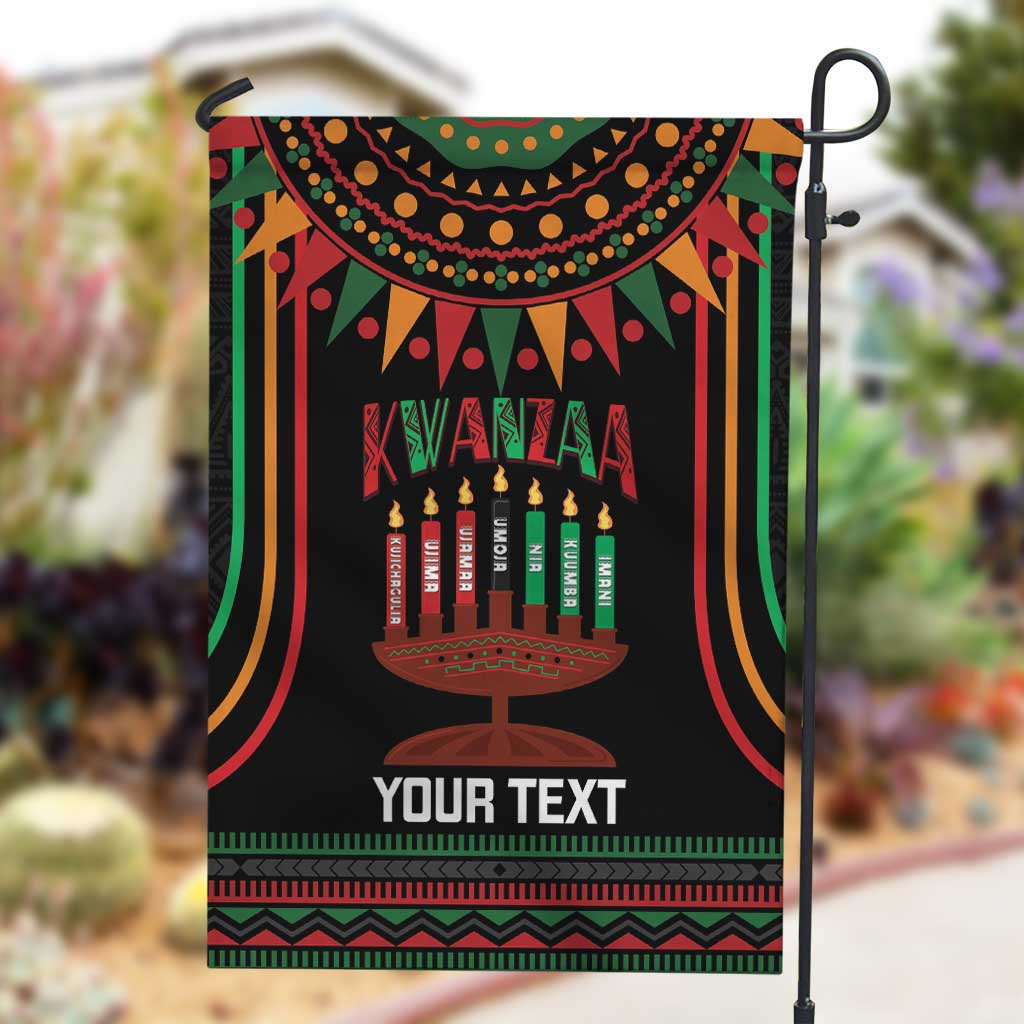 Personalized Afro-American Kwanzaa Garden Flag Kinara Candles African Pattern LT14